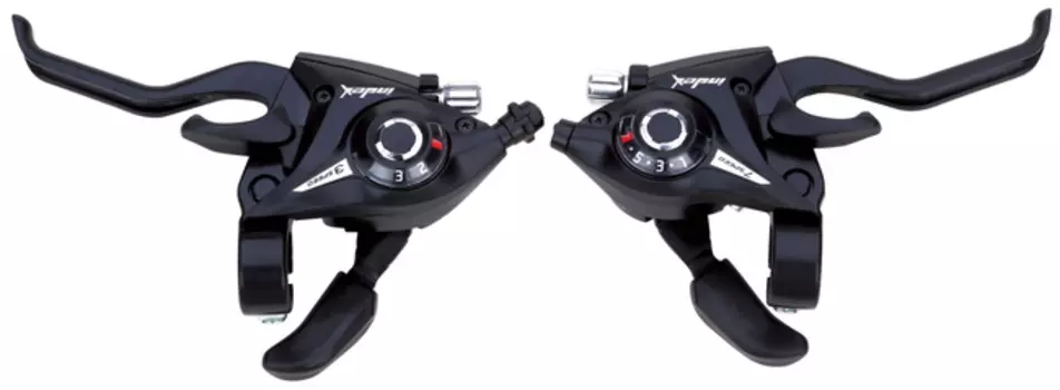 Манетки/тормоз. ручки (совместимы с Shimano), левая-3 скорости,правая-8 скорости,чер.,с трос.KD