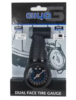 Манометр велосипедный GIYO, двухсторонний клапан, для давлений 100 psi и 300 psi, для А/V, F/V, GG04
