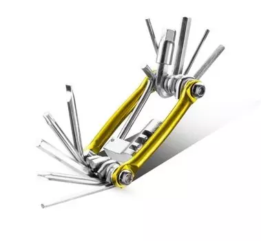 Мультитул для велосипеда Rockbros, сталь, шестигранники, отвертки, выжимка цепи, ключ-звезда, золотистый, KW-GJ-10