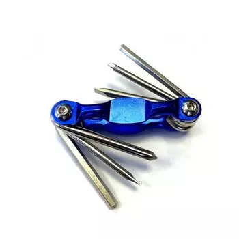 Мультитул M-Wave, мини, складной, шестигранники 4/5 мм, +/- отвертки 2 вида, синий, 00-190607-1