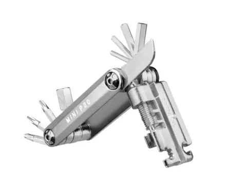 Мультитул TOPEAK MINI P20, 20 предметов, W/CHAINLINK TOOL, с чехлом, SILVER, TT2582S