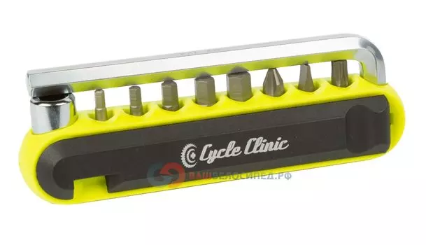 Набор AUTHOR шестигр. Г-образн.6мм+биты 2/2,5/3/4/5мм+адапт.8мм +/- отв. 2 монтир. желтый 8-10000207