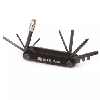 Набор ключей BIKE HAND YC-273, складной, шестигранники 2/2.5/3/4/5/6/8 мм, отвертки +/-, 14/15G, ключ для спиц, 6-230131