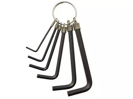 Набор шестигранников BIKE HAND YC-268L-1, на связке 2/3/4/5/6/7 мм, чёрный, в торговой упаковке, YC-268L-1