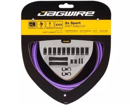 Набор велосипедных рубашек и тросиков переключения Jagwire Sport Shift Kit 2X, purple, UCK318