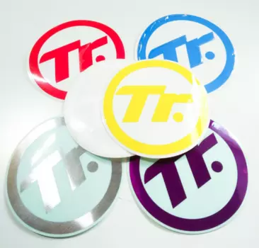 Наклейка с велобрендом Transition "Tr.", D85 мм, red (красный)