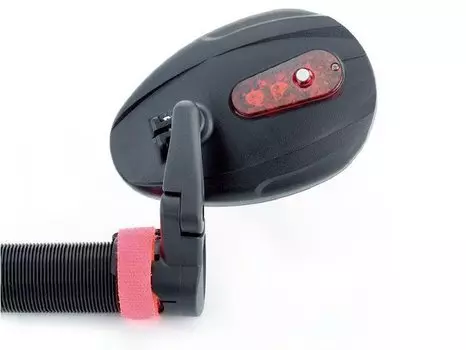 Зеркало велосипедное TBS DX-2200AVF, с 6-диодной красной мигалкой, DX-2200AVF