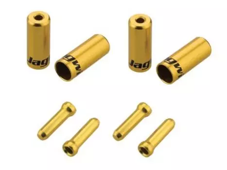 Наконечники JAGWIRE оболочек 10х4,5мм, 6х5мм) и тросов (4 штуки) золотые, комплект, CHA099-OJ