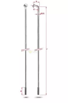 Спица Rodi Round St.Steel, серебристая, без ниппеля, 2,0 мм, 7RC0B20302 (длина 274 мм)
