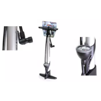 Насос Giyo, напольный, сталь, AV/FV, с манометром, 160 psi/11 bar, H:61 см, GF-33P