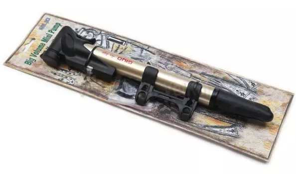 Насос GIYO ручной, AV/FV, с манометром, Т-образная ручка, max 120 psi/8 bar, алюминий/пластик, золотистый, GP-71