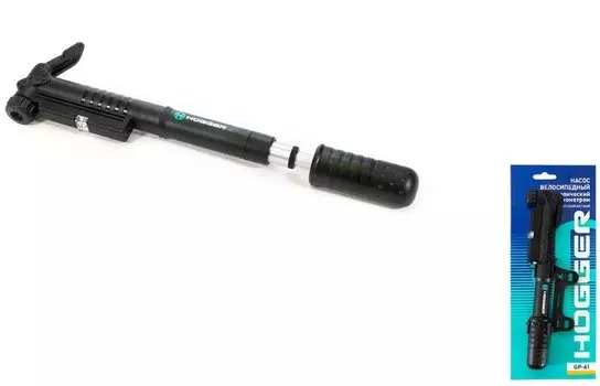 Насос HOGGER ручной, AV/FV, с манометром, телескопический, max 100 psi/7 bar, 23см, пластик, черный, GP-61