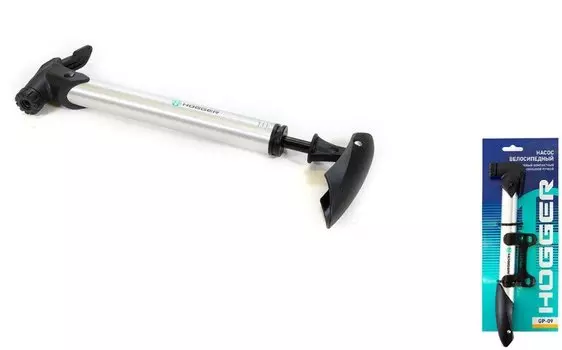 Насос HOGGER ручной, AV/FV, Т-образная ручка, max 120 psi/8 bar, 28см, алюминий/пластик, серебристый, GP-09 HOGGER