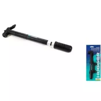 Насос HOGGER ручной, под ниппель AV/FV, телескопический, max 100 psi/7 bar, 23см, пластик, черный, GP-06