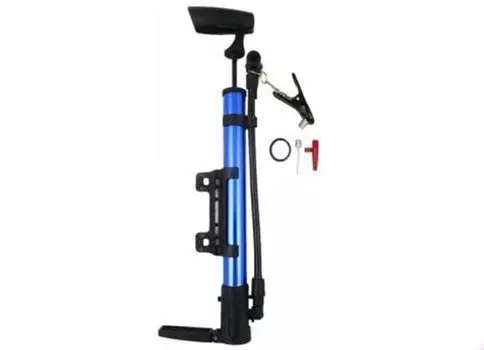 Насос JOY KIE пластик,Т-ручка,шланг,авто/вело,подножка,игла,фиолетовый металлик, JC314 purp