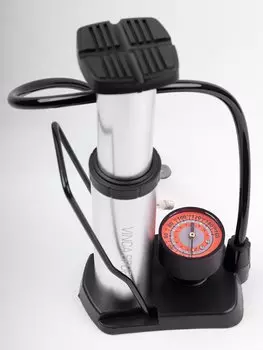 Насос ножной мини Vinca Sport, Мax 85psi (6 бар), авто/вело ниппель, алюм. корпус, игла для мяча, FP 1845D