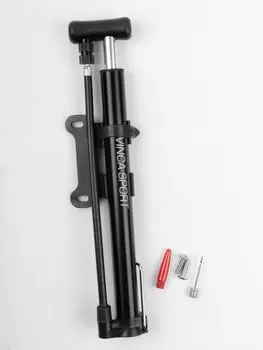 Насос Vinca Sport, Мax 100psi (7 бар), авто/вело ниппель, алюм. корпус, Т-ручка, шланг, игла для мяча, VSP 2821