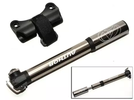 Насос велосипедный AUTHOR, алюминий, AAP Fatty SM, мини, универсальная головка, серебристый, 8-18101068