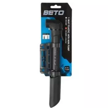 Насос велосипедный BETO, пластик, AV/FV с колпачком, 5,5бар/80PSI, с крепежом на блистере, черный, 5-470358
