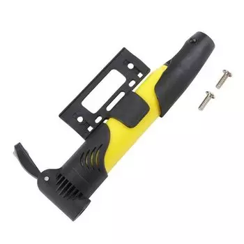 Насос велосипедный Bike Parts, мини, пластик, телескопический, крепление на раму, автониппель, чёрный/жёлтый, Т15705
