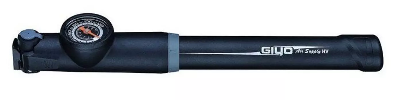 Насос велосипедный Giyo GP-861E, алюминий, выдвижной шланг, манометром, давление 5,5 атм/80 psi, AV/FV, GP861E