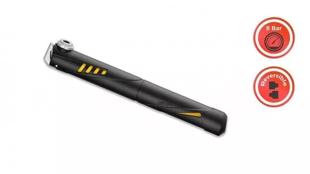 Насос велосипедный Giyo, компактный, пластик, 100 -120 PSI, чёрный с жёлтым, GP-49