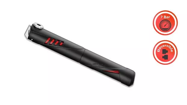 Насос велосипедный Giyo, компактный, пластик, 100 PSI, чёрный с красным, GP-48