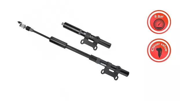 Насос велосипедный Giyo, металл, со встроенным шлангом, чёрный, GP-86