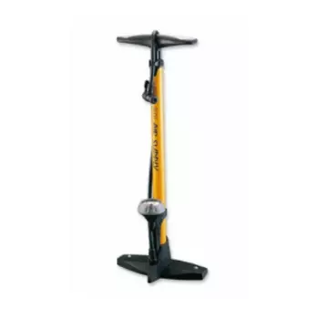 Насос велосипедный Giyo, напольный, с манометром, Presta, Schrader, Black/Yellow, GF-55P