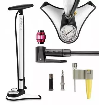 Насос велосипедный Giyo, напольный, Т-ручка, высокого давления, авто/вело переходник, серебристый, GF-71