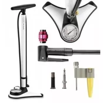 Насос велосипедный Giyo, напольный, Т-ручка, высокого давления, авто/вело переходник, серебристый, GF-71