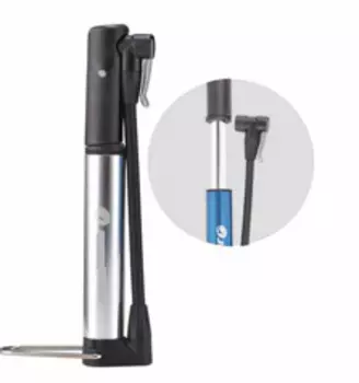 Насос велосипедный, напольный, мини, алюминиевый корпус, шланг, размер 25*323 мм, Китай, PC 9614-04