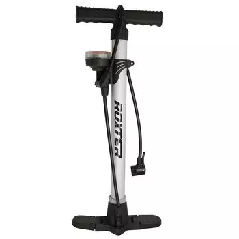 Насос велосипедный напольный ROXTER, двуручный, алюминиевый, 38x530мм, AV+FV серебристый, с манометром, SF8902G