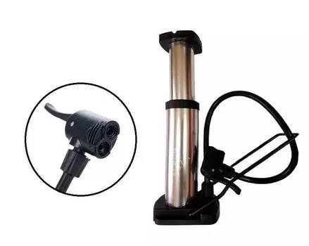 Насос велосипедный, ножной, металл, 45х240 мм, A/V, F/V, серый, LC-4524