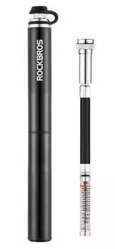Насос велосипедный Rockbros, портативный, встроенный манометр, schrader/ presta, черный, JG-PB-004