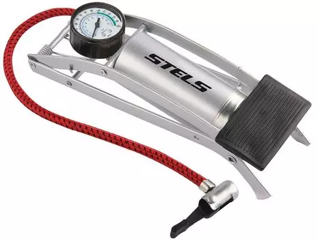 Насос велосипедный Stels FP9803B, ножной, сталь, автониппель, серый, 320006, KU108581