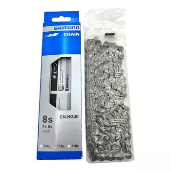 Цепь велосипедная Shimano HG40, 6/7/8 скоростей, 116 звеньев, ампульный пин, ECNHG40116I