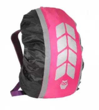 Чехол на рюкзак со световозвращающими лентами PROTECT™ "МИКС", черный-фуксия, объем 20-40 литров