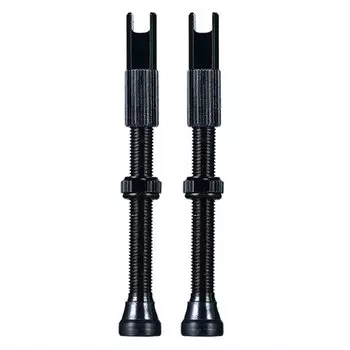 Ниппель Chepark Tubeless Valve, бескамерный, presta, анодированный, пара, 60 мм, черный, TIL-60blk60