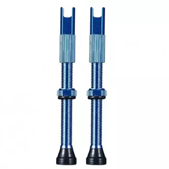 Ниппель Chepark Tubeless Valve, бескамерный, presta, анодированный, пара, 60 мм, синий, Til-60blu60