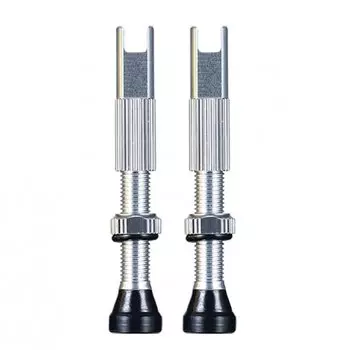 Ниппель Chepark Tubeless Valve, бескамерный, presta, анодированный, пара, 40 мм, серебристый, TIL-60slv40