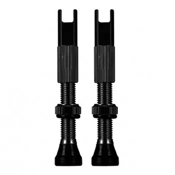 Ниппель Chepark Tubeless Valve, бескамерный, presta, анодированный, пара, 40 мм, черный, TIL-60blk40