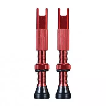 Ниппель Chepark Tubeless Valve, бескамерный, presta, анодированный, пара, 40 мм, красный, TIL-60red40