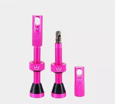 Ниппель для бескамерных покрышек Peaty's Chris King Tubeless Valves, 42mm, 2 штуки, Matte Punch, PTV42-PNK-12
