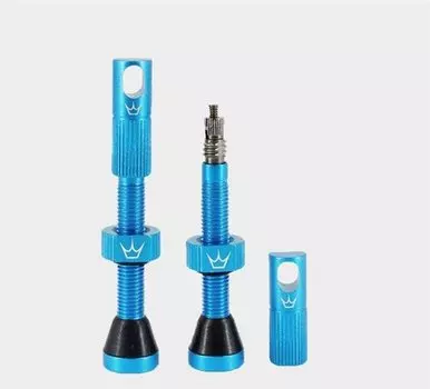 Ниппель для бескамерных покрышек Peaty's Chris King Tubeless Valves, 42mm, 2 штуки, Matte Turquoise, PTV42-BLU-12