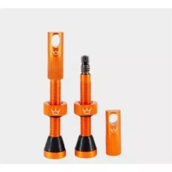 Ниппель для бескамерных покрышек Peaty's Chris King Tubeless Valves, 42mm, 2 штуки, Matte Mango, PTV42-ORG-12