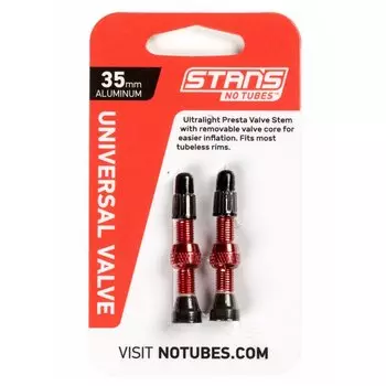 Ниппель для бескамерных покрышек Stans NoTubes, универсальный, PRESTA 35мм, алюминиевые, красный, AS0155