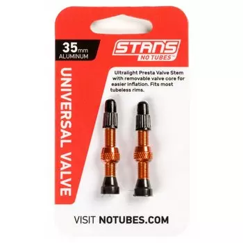 Ниппель для бескамерных покрышек Stans NoTubes, универсальный, PRESTA 44 мм, алюминиевые, оранжевый, AS0178
