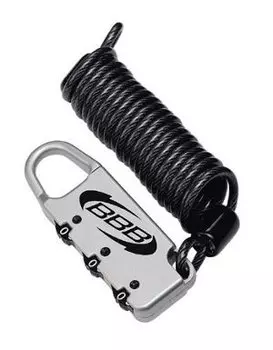 Велосипедный замок BBB MicroSafe, тросовый, кодовый, 1200 мм, черный, BBL-10