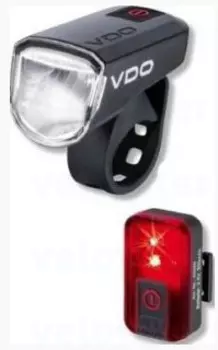 Фары велосипедные NEW VDO, комплект белый и красный, USB-зарядка, 4-4001